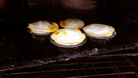 Pies in the oven