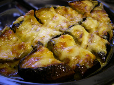 Cheesy miso aubergine